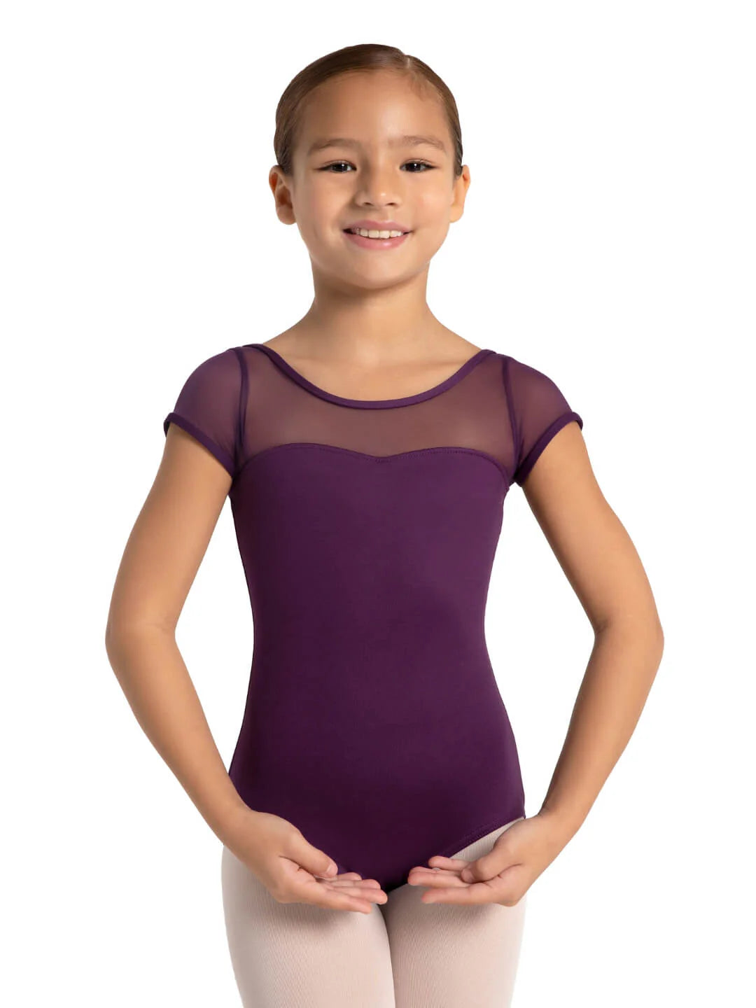 BMI SE1039C Mesh Yoke Short Sleeve Leotard