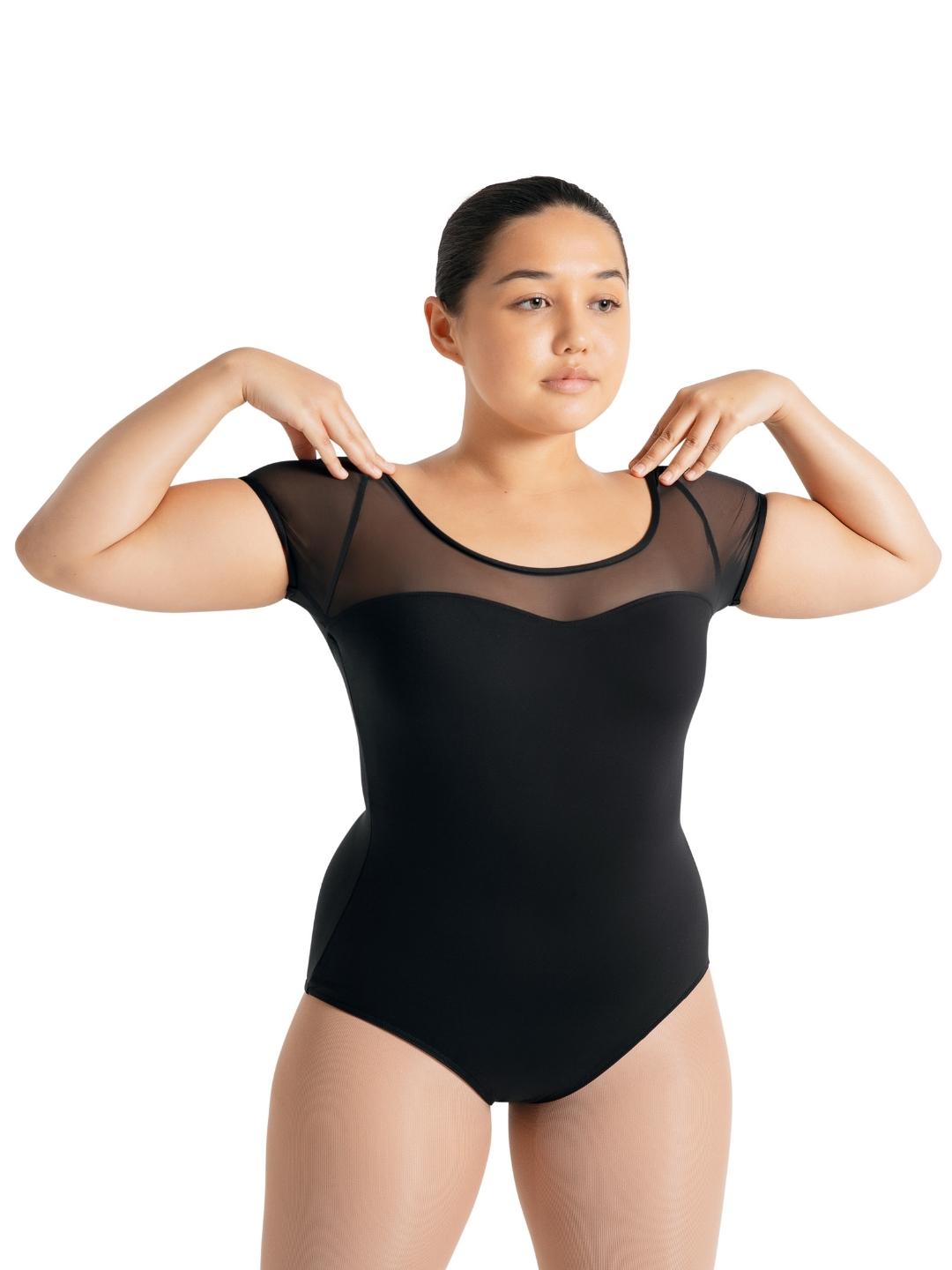 BMI SE1039C Mesh Yoke Short Sleeve Leotard
